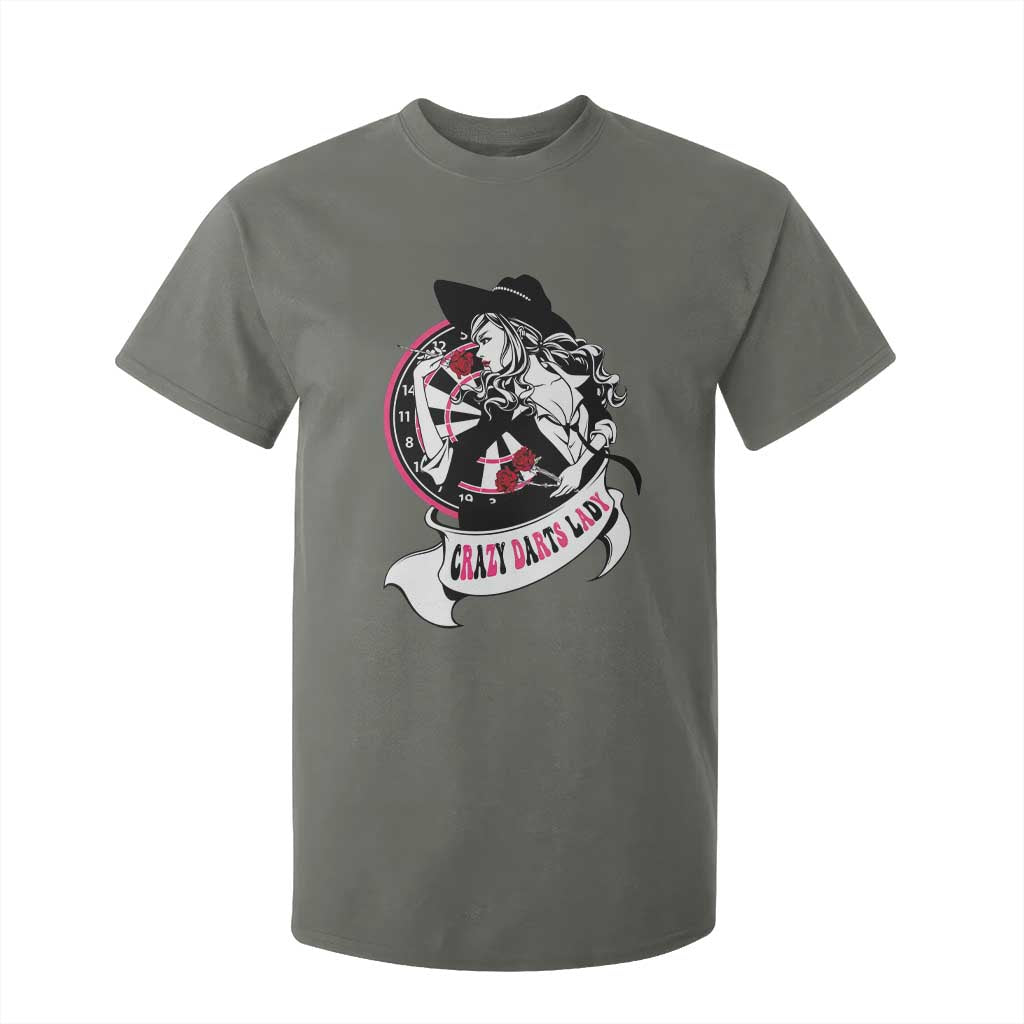 Funny Crazy Darts Lady T Shirt For Kid Coolest Girls Play Darts TS12 Military Green Print Your Wear