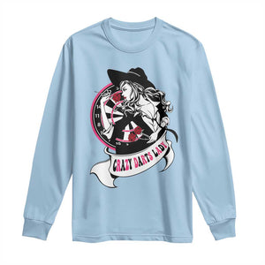 Funny Crazy Darts Lady Long Sleeve Shirt Coolest Girls Play Darts TS12 Light Blue Print Your Wear