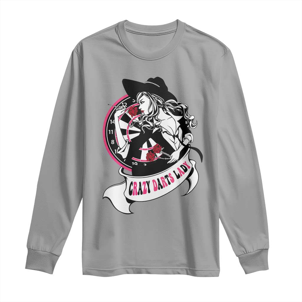 Funny Crazy Darts Lady Long Sleeve Shirt Coolest Girls Play Darts TS12 Sport Gray Print Your Wear