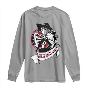 Funny Crazy Darts Lady Long Sleeve Shirt Coolest Girls Play Darts TS12 Sport Gray Print Your Wear