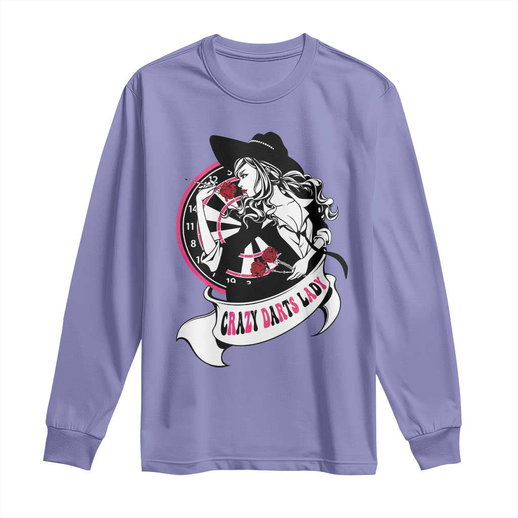 Funny Crazy Darts Lady Long Sleeve Shirt Coolest Girls Play Darts TS12 Violet Print Your Wear