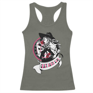 Funny Crazy Darts Lady Racerback Tank Top Coolest Girls Play Darts TS12 Military Green Print Your Wear