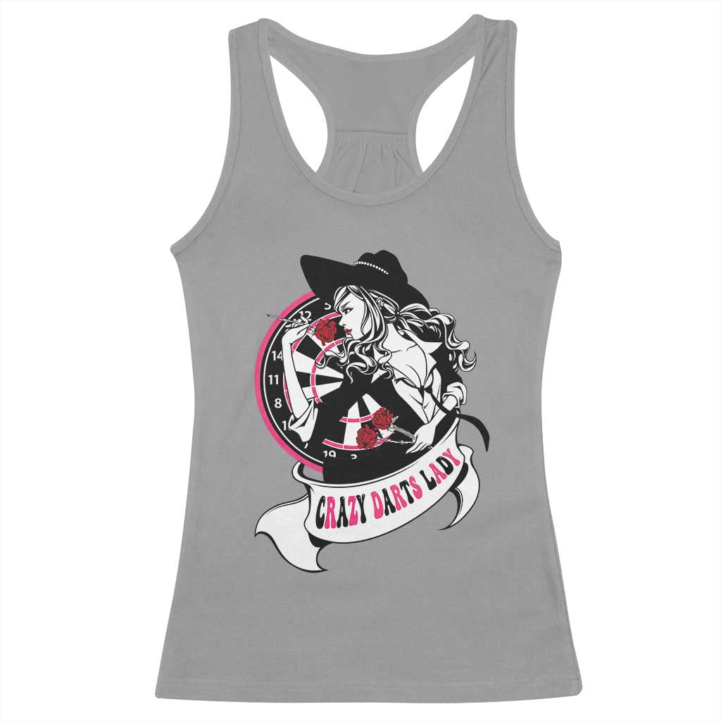 Funny Crazy Darts Lady Racerback Tank Top Coolest Girls Play Darts TS12 Sport Gray Print Your Wear