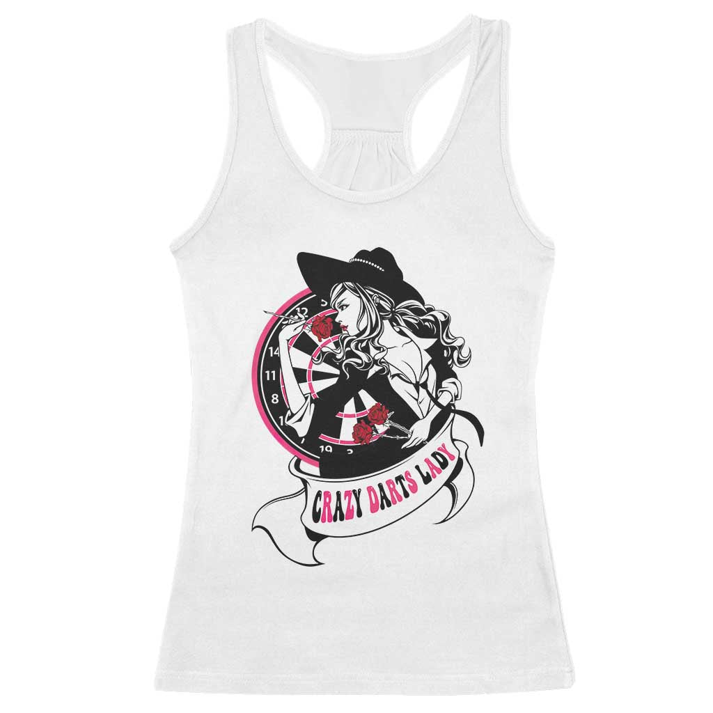 Funny Crazy Darts Lady Racerback Tank Top Coolest Girls Play Darts TS12 White Print Your Wear
