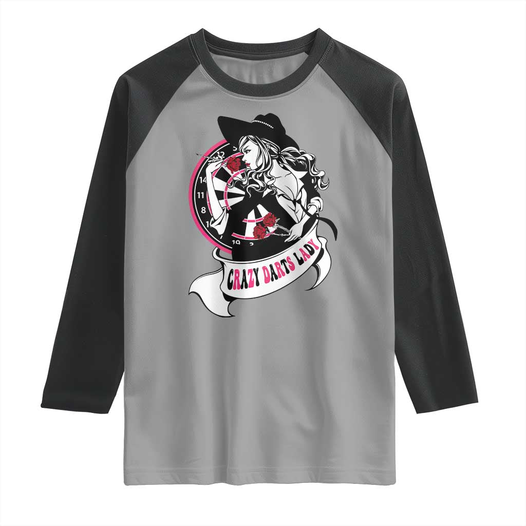Funny Crazy Darts Lady Raglan Shirt Coolest Girls Play Darts TS12 Sport Gray Black Print Your Wear