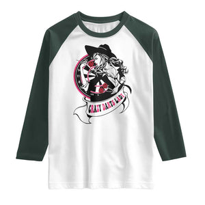 Funny Crazy Darts Lady Raglan Shirt Coolest Girls Play Darts TS12 White Dark Forest Green Print Your Wear
