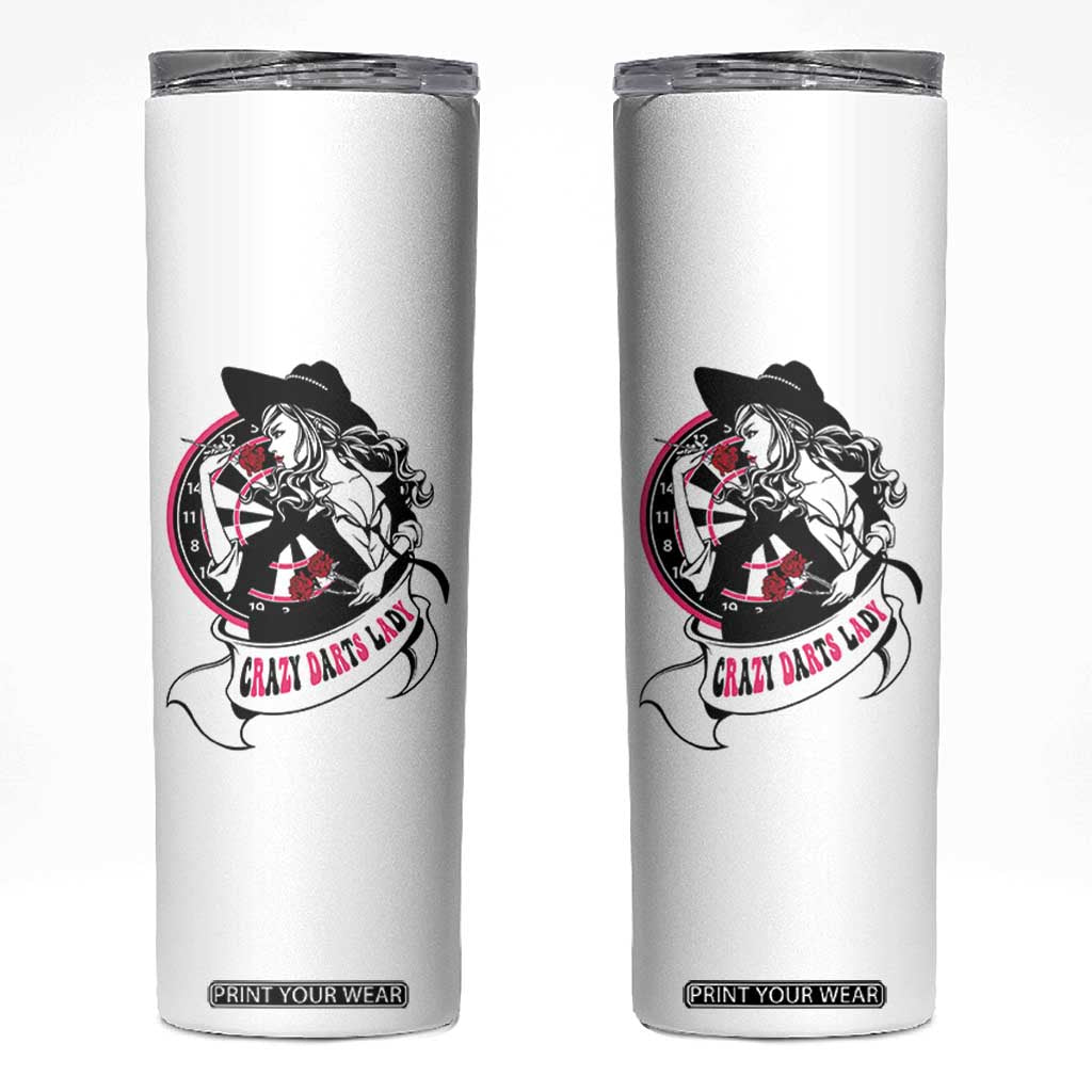 Funny Crazy Darts Lady Skinny Tumbler Coolest Girls Play Darts TS12 White Print Your Wear
