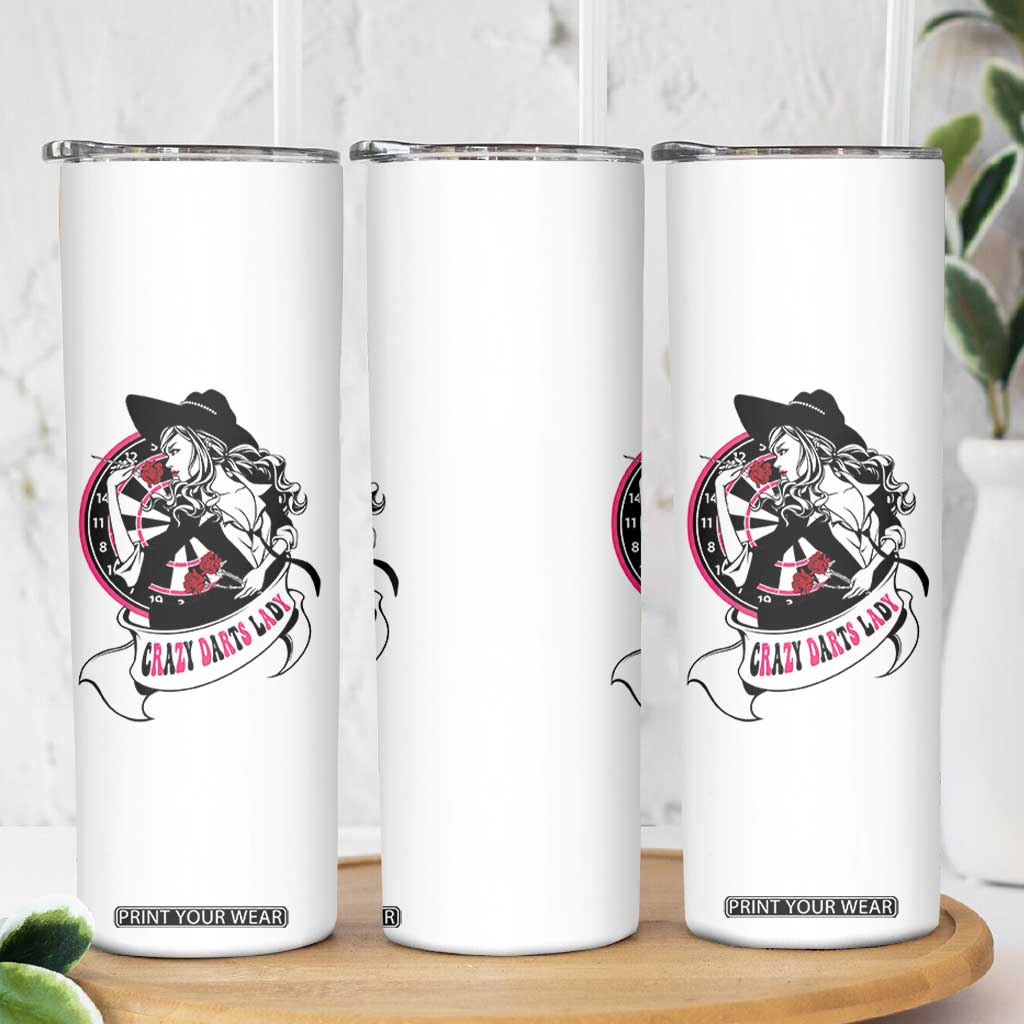 Funny Crazy Darts Lady Skinny Tumbler Coolest Girls Play Darts TS12 Print Your Wear