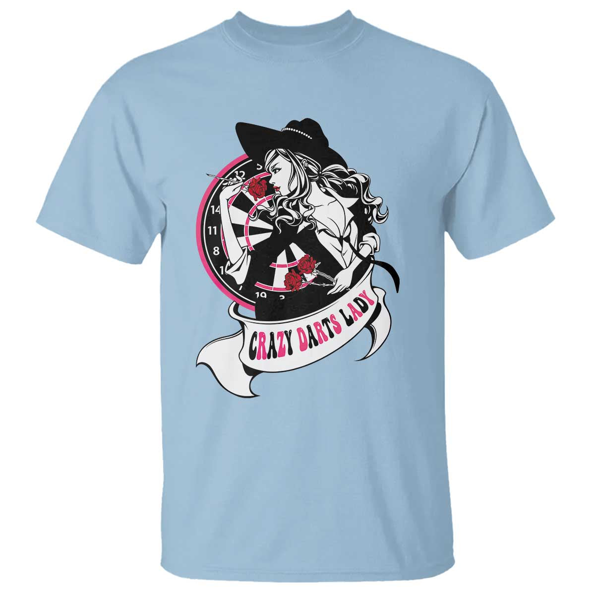 Funny Crazy Darts Lady T Shirt Coolest Girls Play Darts TS12 Light Blue Print Your Wear