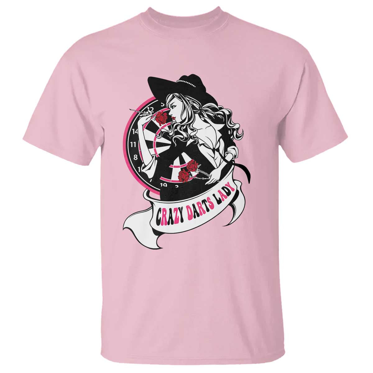 Funny Crazy Darts Lady T Shirt Coolest Girls Play Darts TS12 Light Pink Print Your Wear