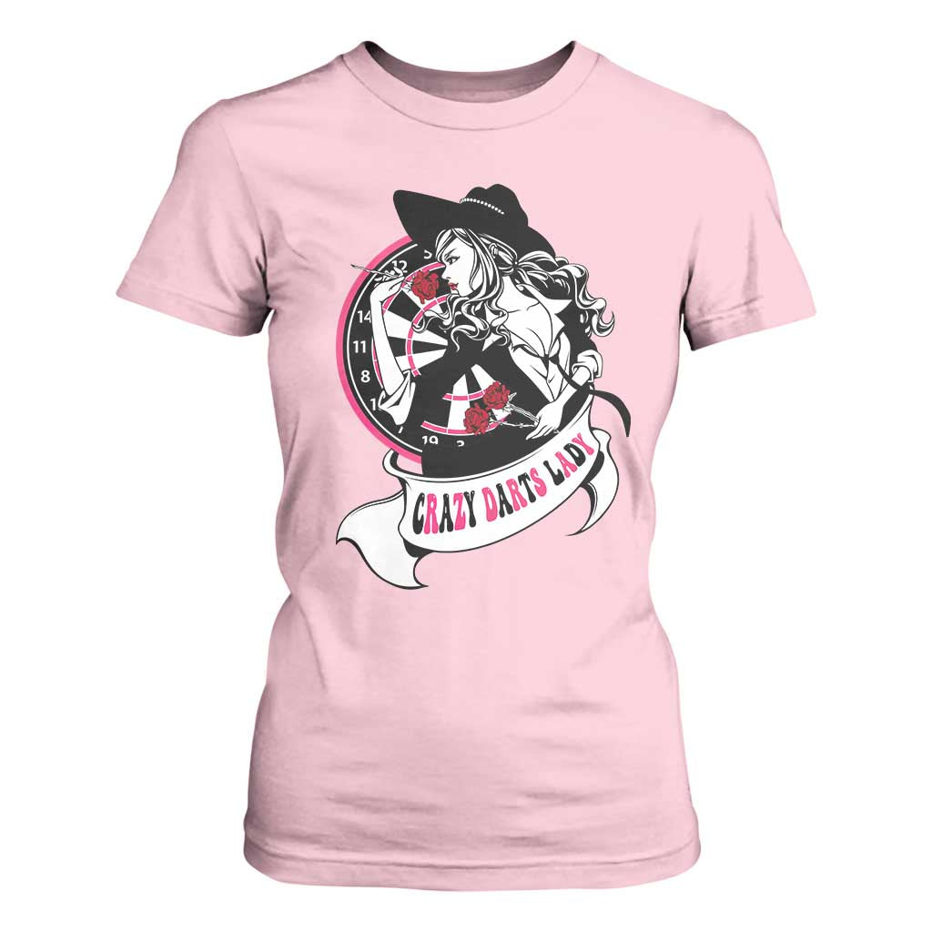 Funny Crazy Darts Lady T Shirt For Women Coolest Girls Play Darts TS12 Light Pink Print Your Wear