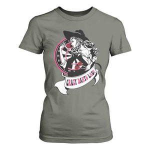Funny Crazy Darts Lady T Shirt For Women Coolest Girls Play Darts TS12 Military Green Print Your Wear