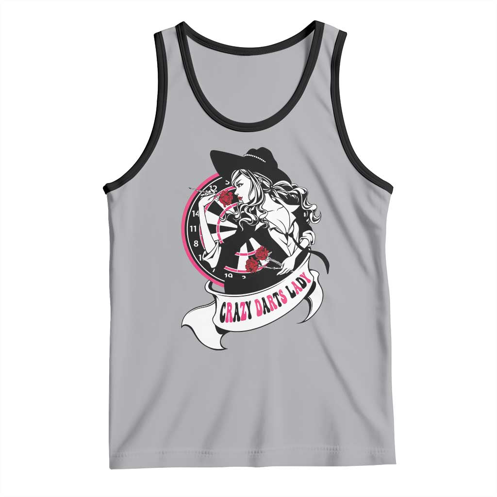 Funny Crazy Darts Lady Tank Top Coolest Girls Play Darts TS12 Athletic Heather Black Print Your Wear