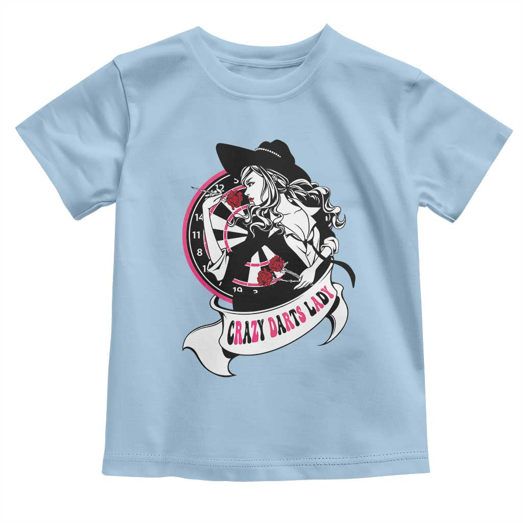 Funny Crazy Darts Lady Toddler T Shirt Coolest Girls Play Darts TS12 Light Blue Print Your Wear