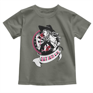 Funny Crazy Darts Lady Toddler T Shirt Coolest Girls Play Darts TS12 Military Green Print Your Wear