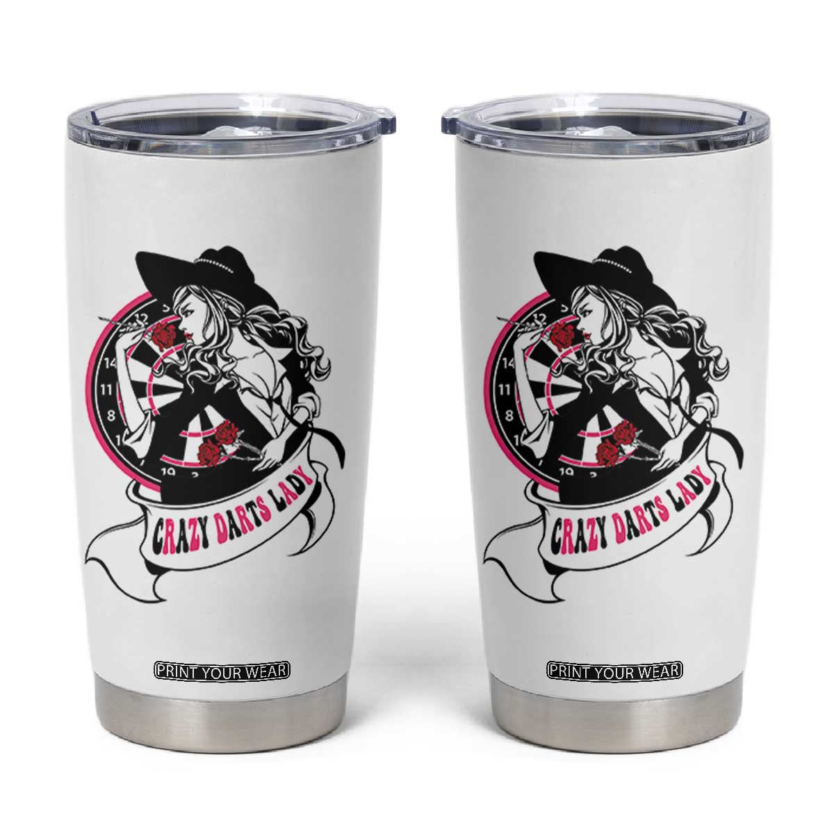 Funny Crazy Darts Lady Tumbler Cup Coolest Girls Play Darts TS12 White Print Your Wear