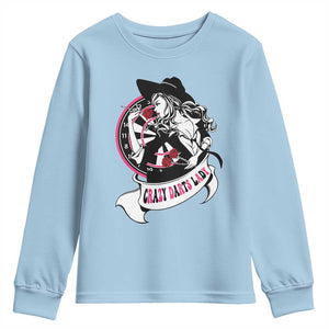 Funny Crazy Darts Lady Youth Sweatshirt Coolest Girls Play Darts TS12 Light Blue Print Your Wear