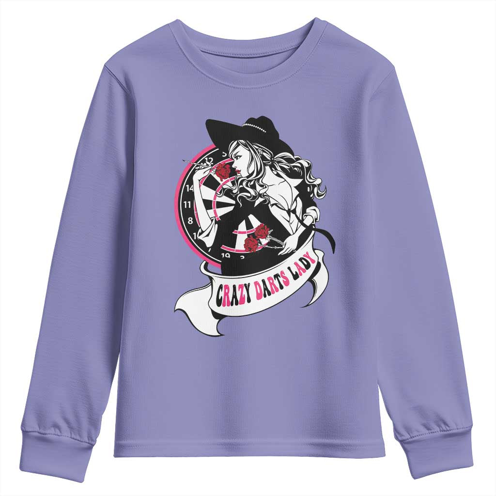 Funny Crazy Darts Lady Youth Sweatshirt Coolest Girls Play Darts TS12 Violet Print Your Wear