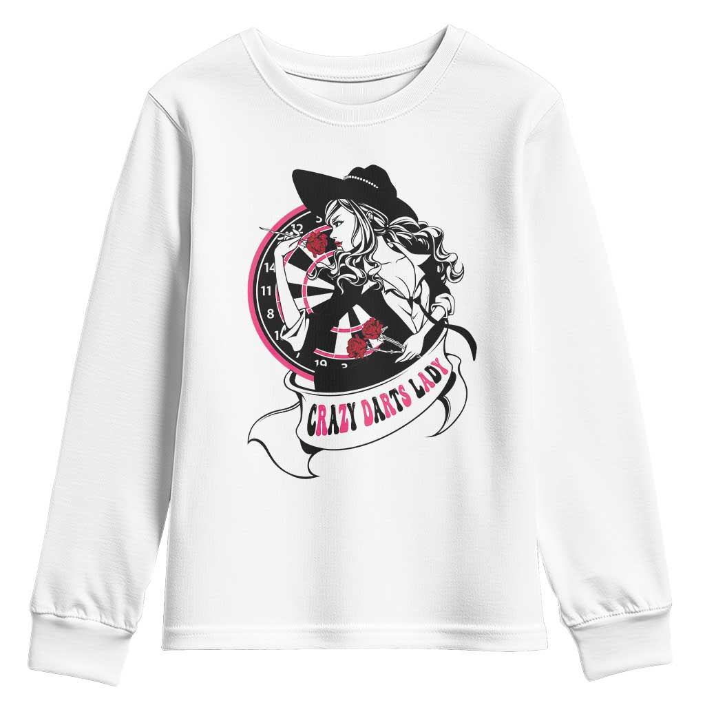 Funny Crazy Darts Lady Youth Sweatshirt Coolest Girls Play Darts TS12 White Print Your Wear
