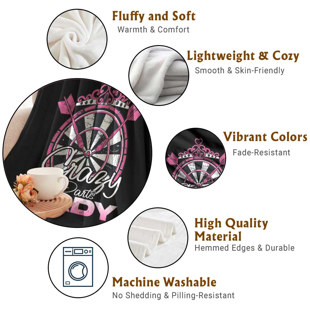 Crazy Darts Lady Throw Blanket Funny Pub Game Gift For Women TS12 Print Your Wear