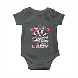 Crazy Darts Lady Baby Onesie Funny Pub Game Gift For Women TS12 Dark Heather Print Your Wear