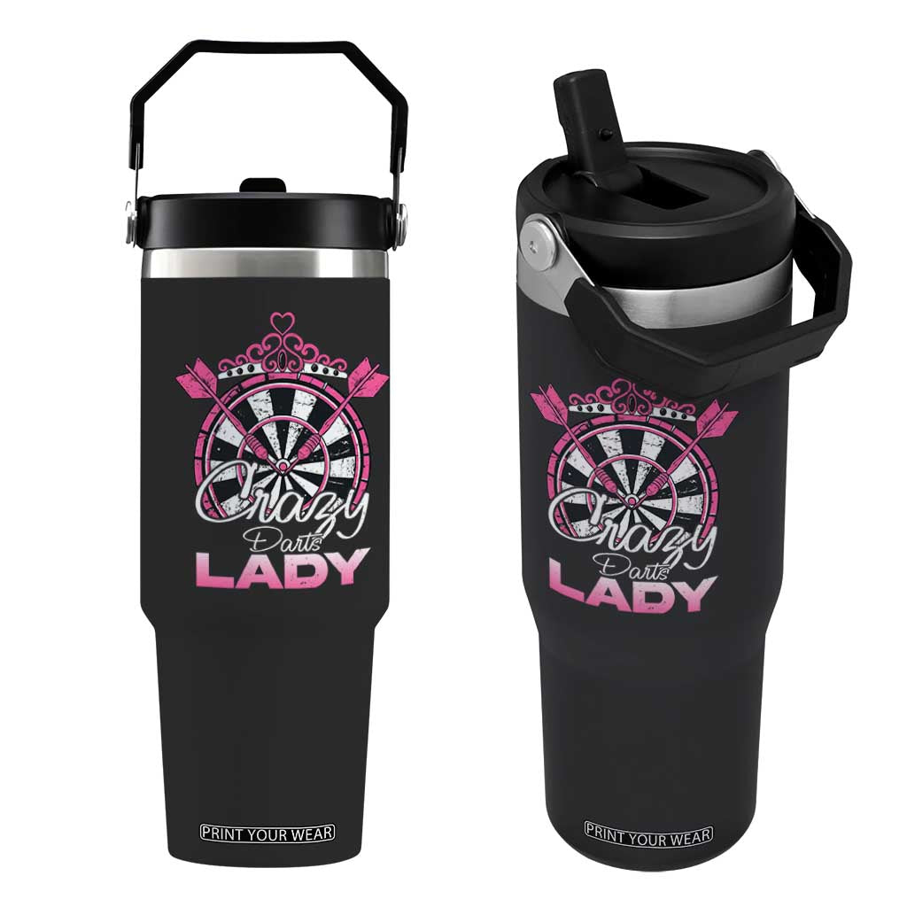 Crazy Darts Lady Flip Straw Tumbler Funny Pub Game Gift For Women TS12 One Size: 30 oz Black Print Your Wear