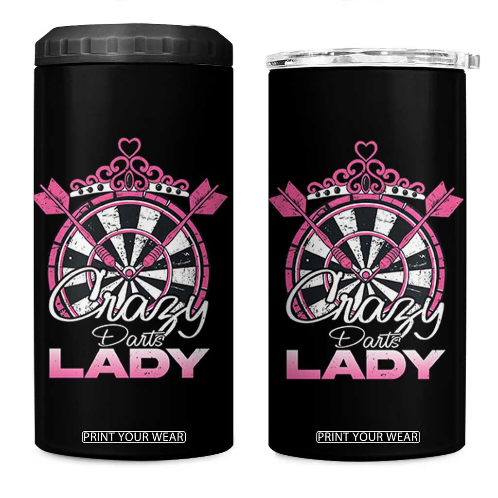 Crazy Darts Lady 4 in 1 Can Cooler Tumbler Funny Pub Game Gift For Women TS12 One Size: 16 oz Black Print Your Wear