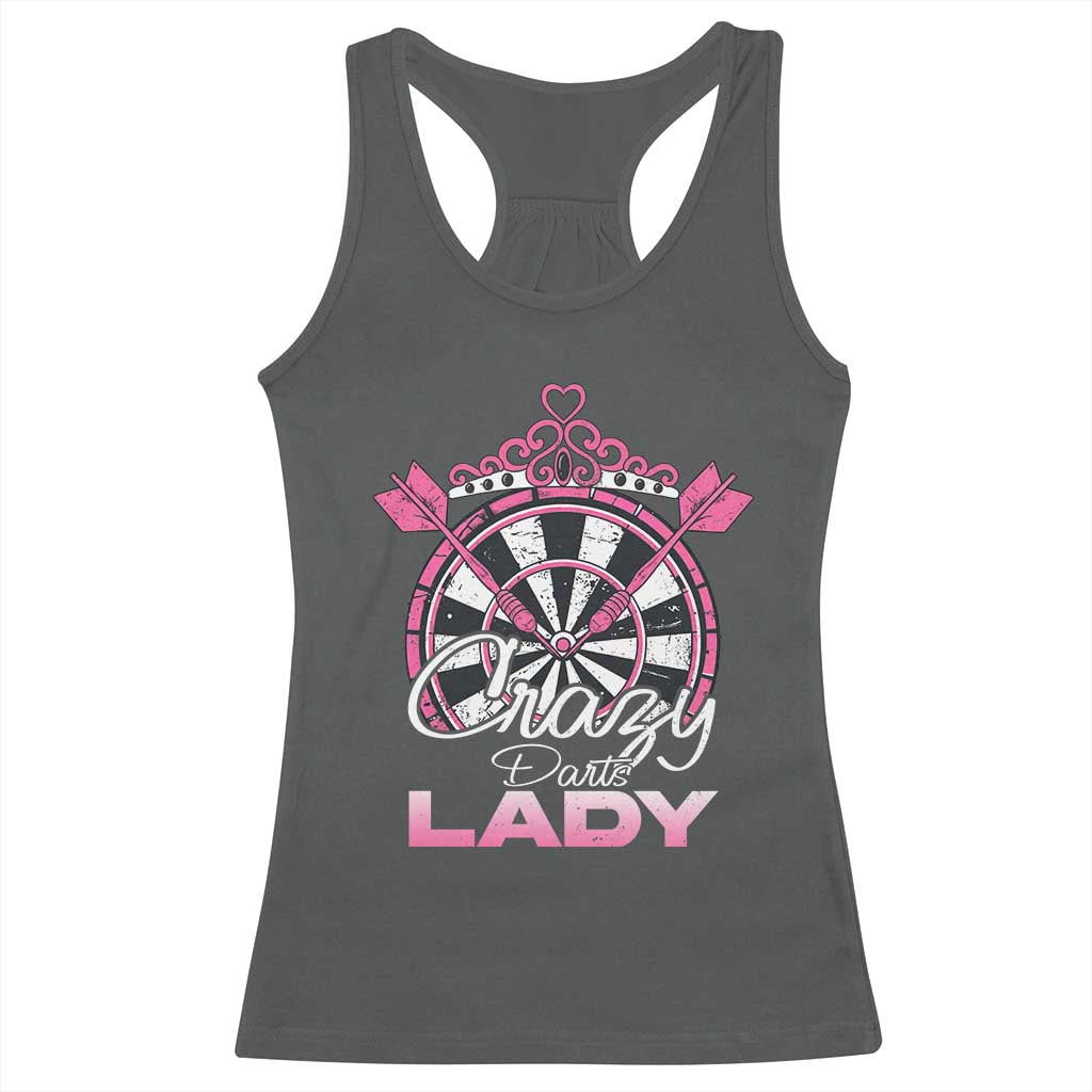 Crazy Darts Lady Racerback Tank Top Funny Pub Game Gift For Women TS12 Dark Heather Print Your Wear