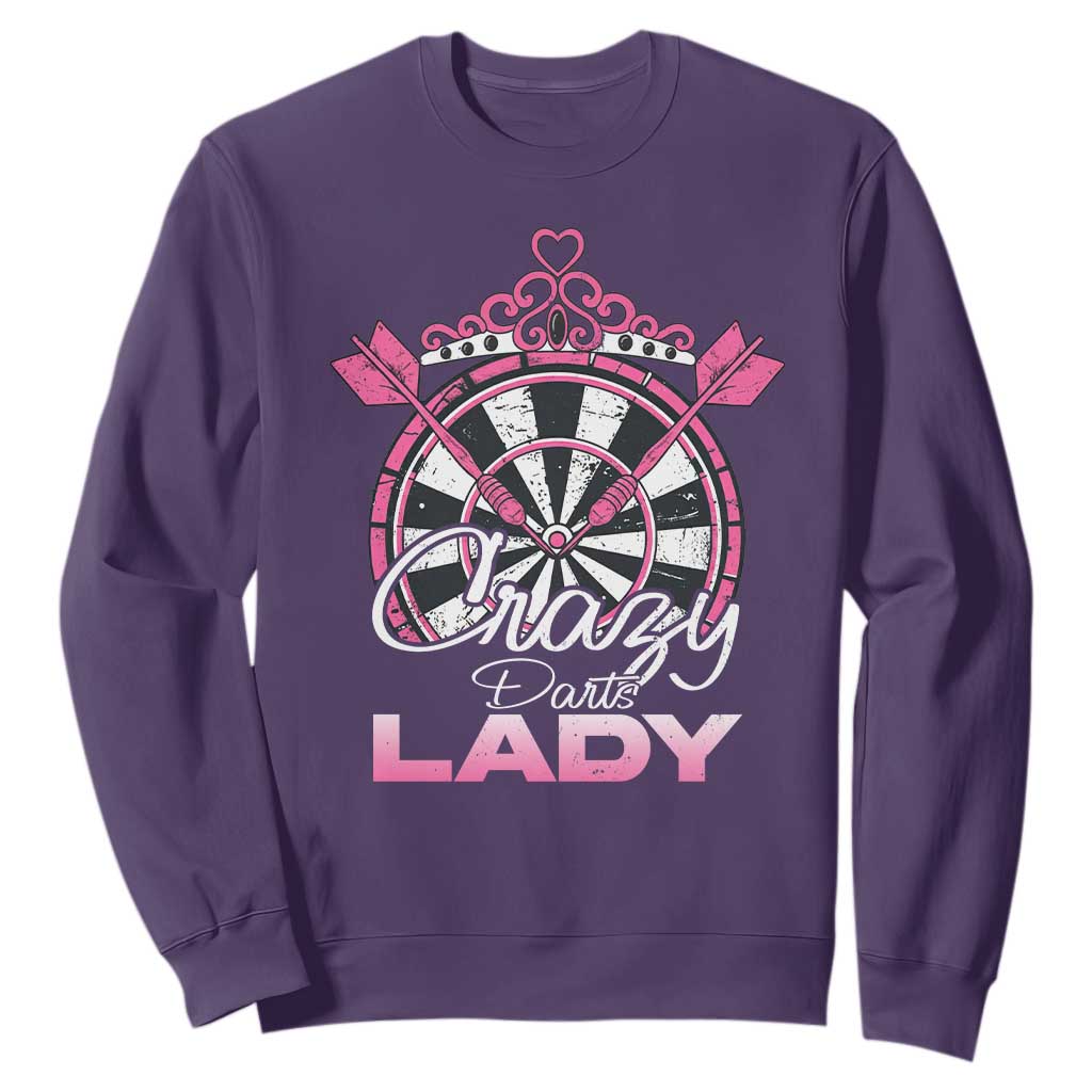 Crazy Darts Lady Sweatshirt Funny Pub Game Gift For Women TS12 Purple Print Your Wear