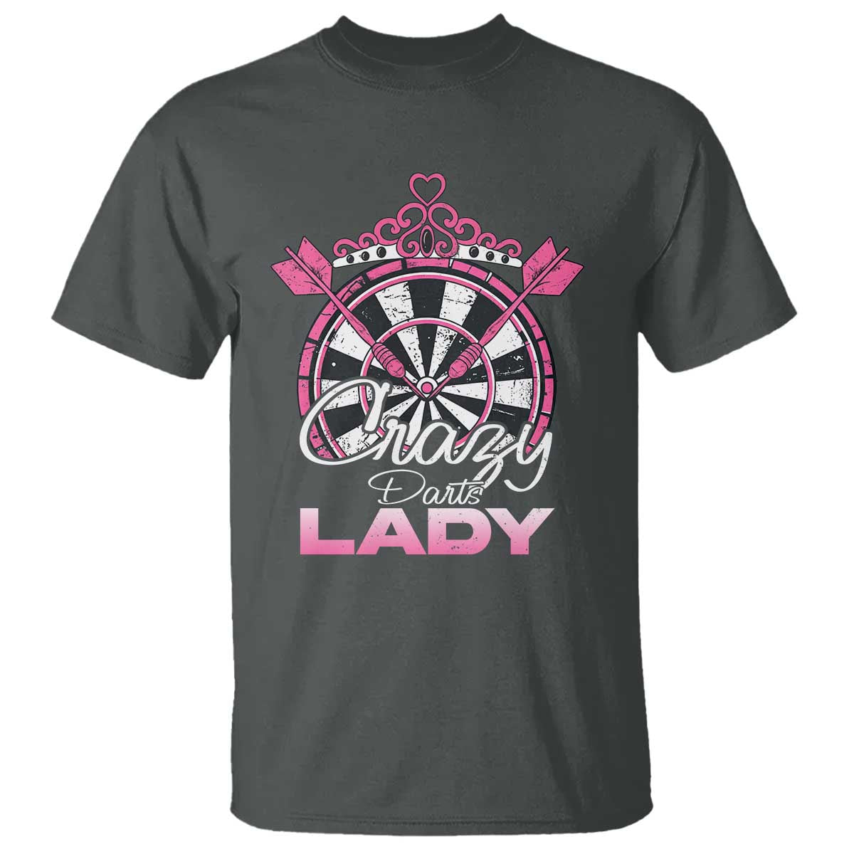 Crazy Darts Lady T Shirt Funny Pub Game Gift For Women TS12 Dark Heather Print Your Wear