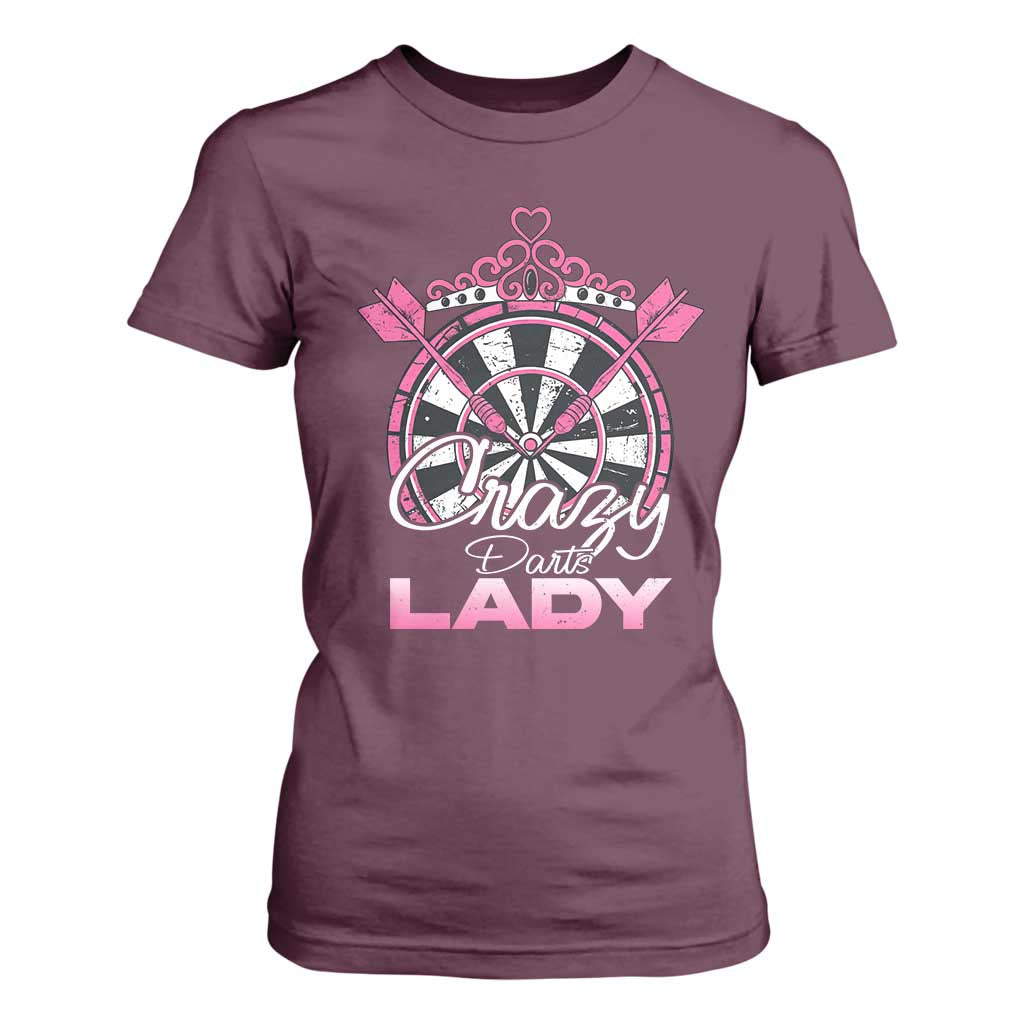 Crazy Darts Lady T Shirt For Women Funny Pub Game Gift For Women TS12 Maroon Print Your Wear