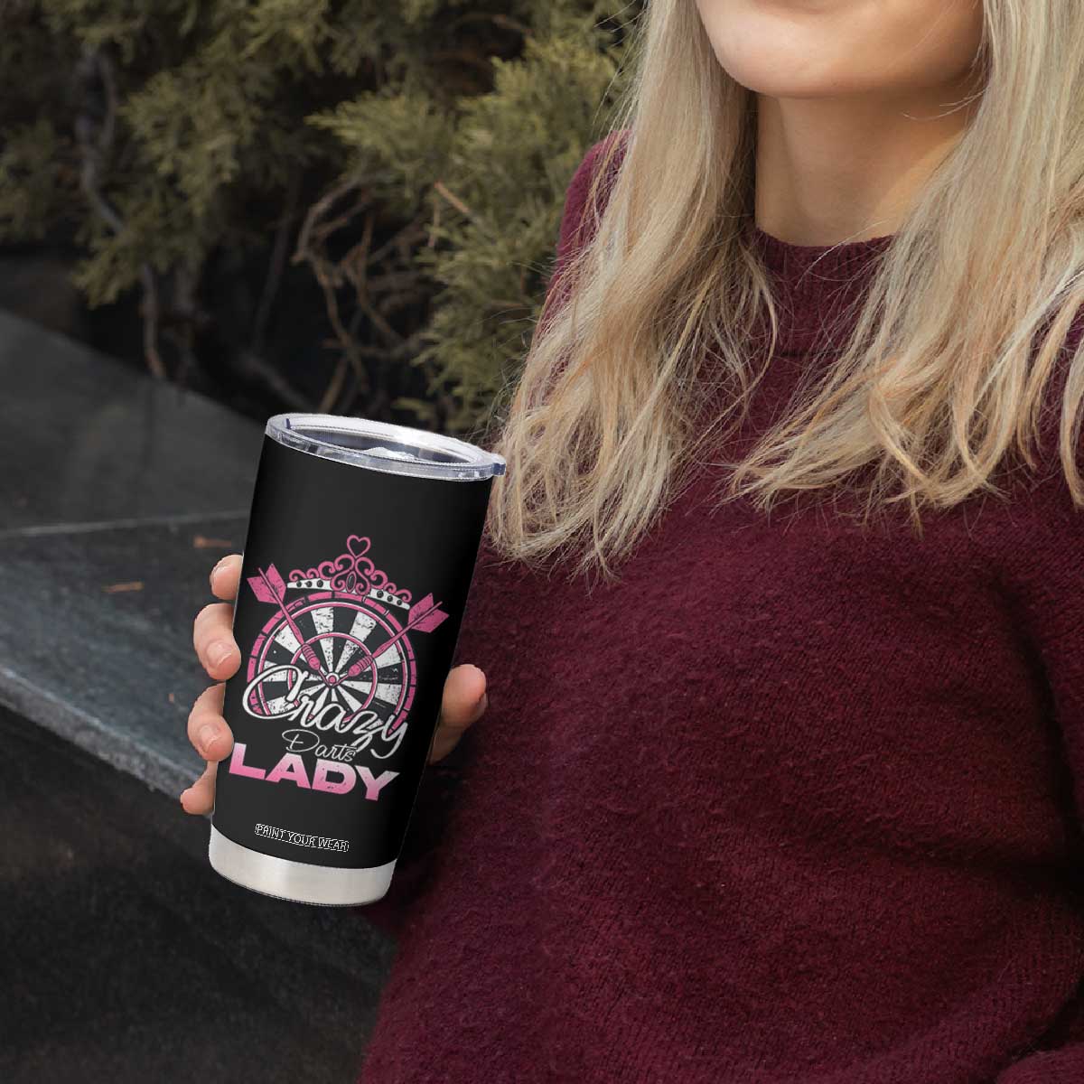 Crazy Darts Lady Tumbler Cup Funny Pub Game Gift For Women TS12 Print Your Wear