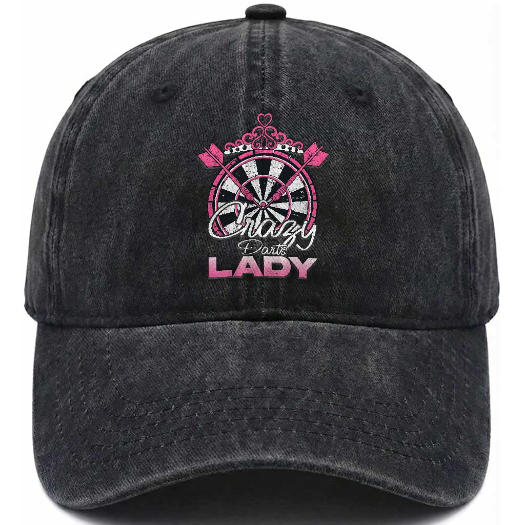 Crazy Darts Lady Washed Cotton Baseball Cap Funny Pub Game Gift For Women TS12 Print Your Wear