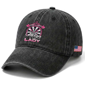 Crazy Darts Lady Washed Cotton Baseball Cap Funny Pub Game Gift For Women TS12 Print Your Wear