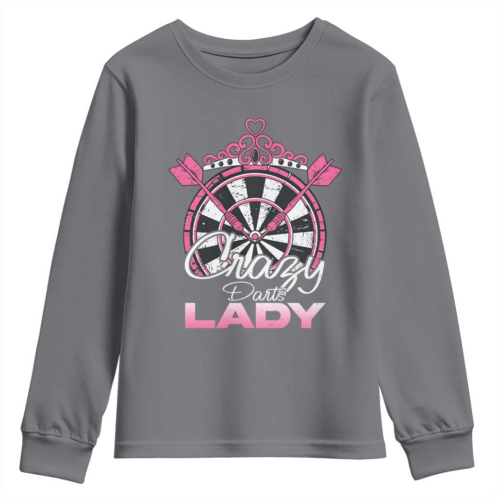 Crazy Darts Lady Youth Sweatshirt Funny Pub Game Gift For Women TS12 Charcoal Print Your Wear