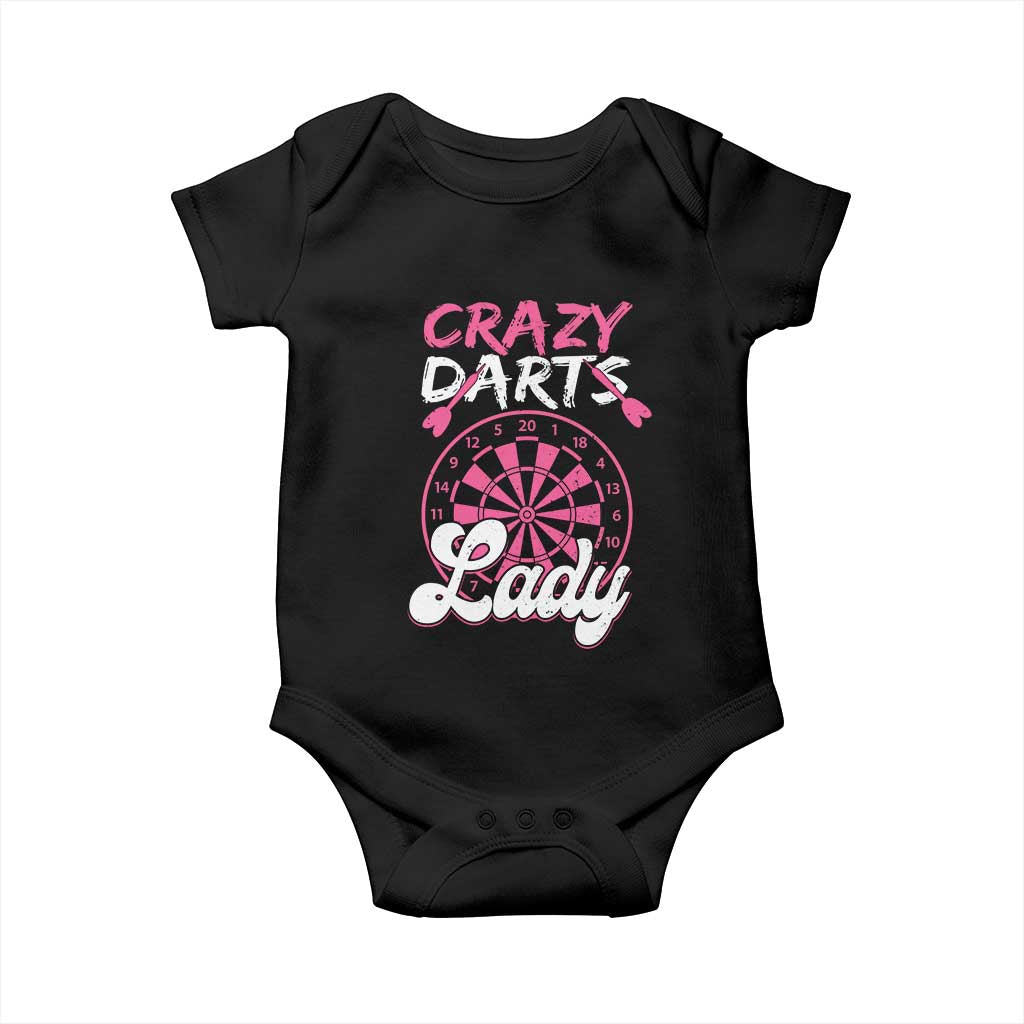 Crazy Darts Lady Bullseye Dart Shooting Baby Onesie Female Dartist Gift TS12 Black Print Your Wear