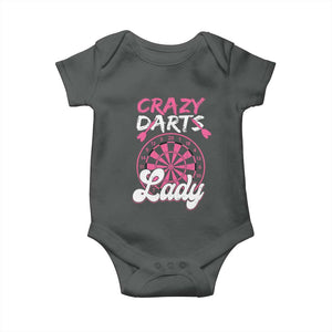 Crazy Darts Lady Bullseye Dart Shooting Baby Onesie Female Dartist Gift TS12 Dark Heather Print Your Wear