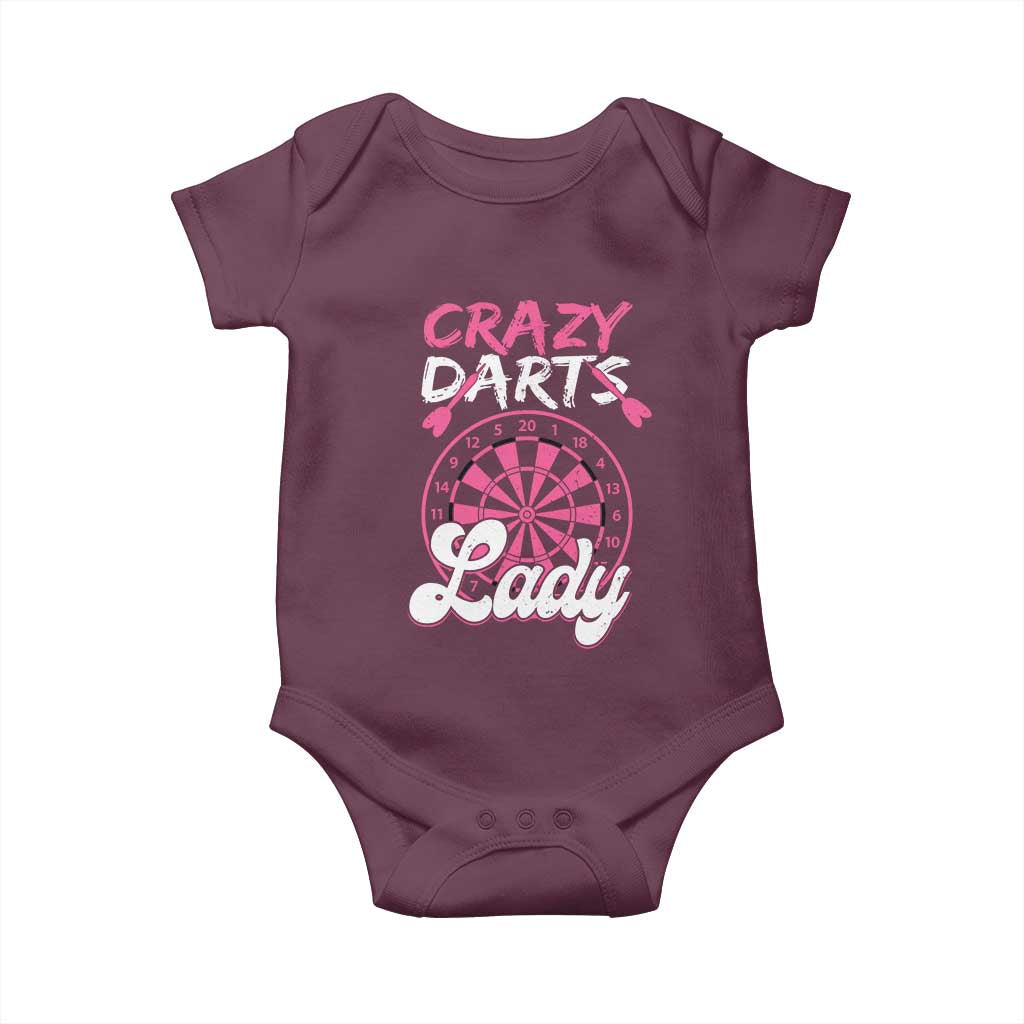 Crazy Darts Lady Bullseye Dart Shooting Baby Onesie Female Dartist Gift TS12 Maroon Print Your Wear