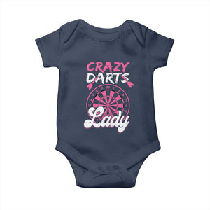 Crazy Darts Lady Bullseye Dart Shooting Baby Onesie Female Dartist Gift TS12 Navy Print Your Wear