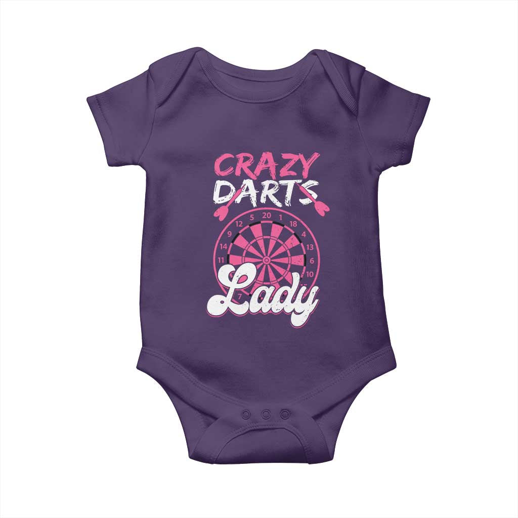 Crazy Darts Lady Bullseye Dart Shooting Baby Onesie Female Dartist Gift TS12 Purple Print Your Wear