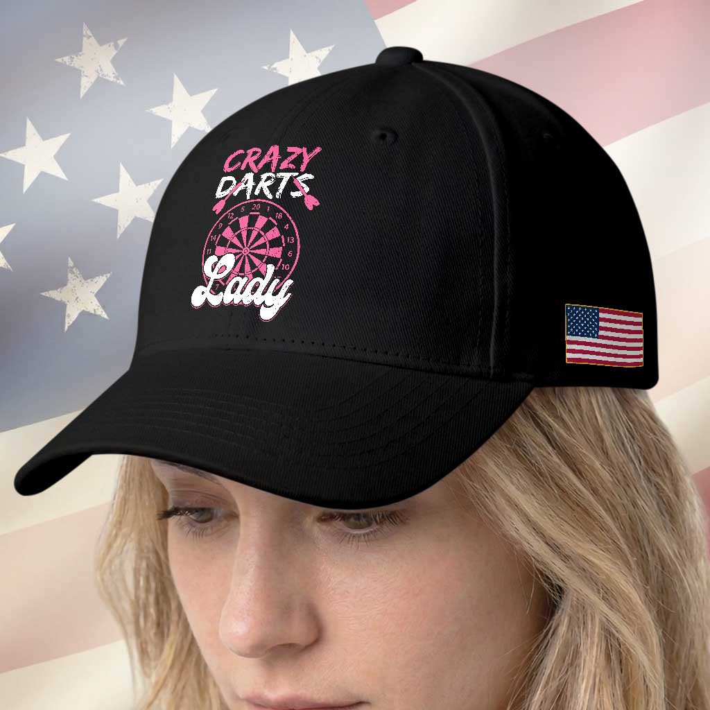 Crazy Darts Lady Bullseye Dart Shooting Baseball Cap Female Dartist Gift TS12 Print Your Wear