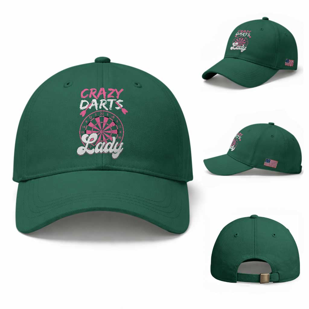 Crazy Darts Lady Bullseye Dart Shooting Baseball Cap Female Dartist Gift TS12 Baseball Cap Universal Fit Irish Green Print Your Wear