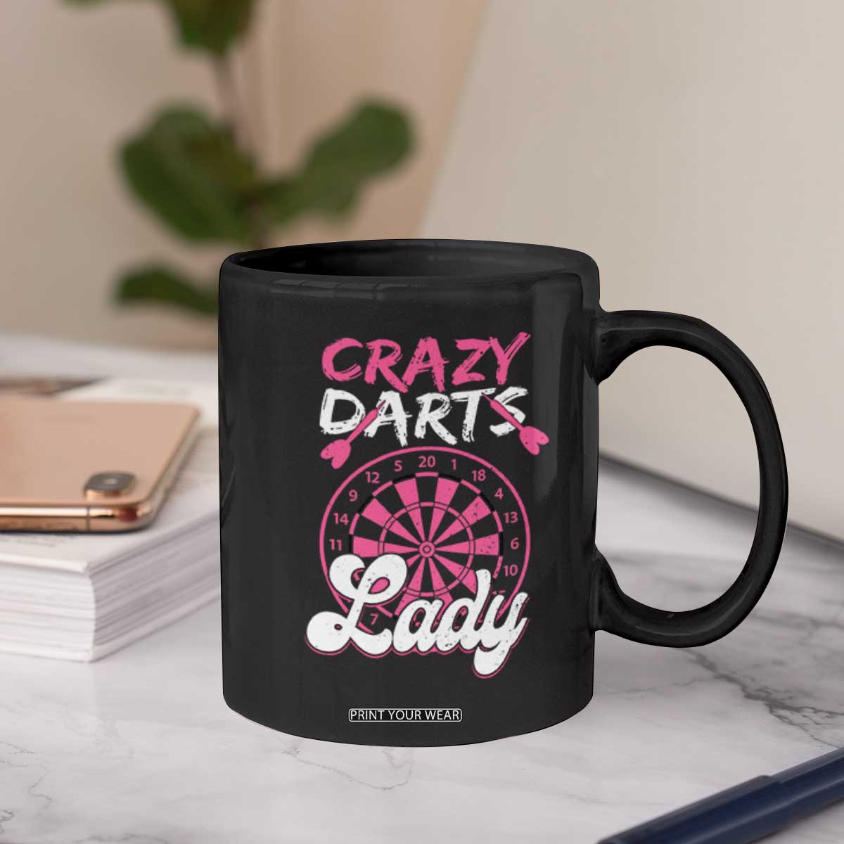 Crazy Darts Lady Bullseye Dart Shooting Coffee Mug Female Dartist Gift TS12 Print Your Wear
