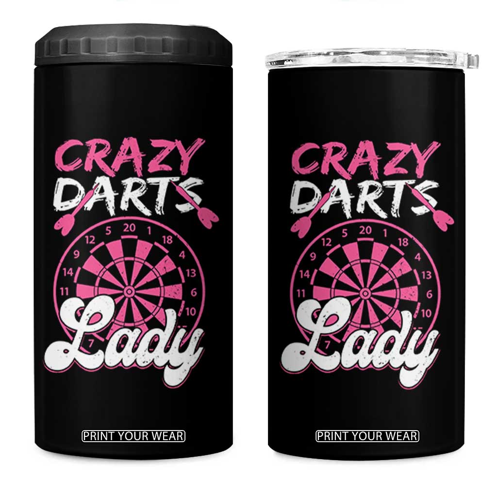 Crazy Darts Lady Bullseye Dart Shooting 4 in 1 Can Cooler Tumbler Female Dartist Gift TS12 One Size: 16 oz Black Print Your Wear