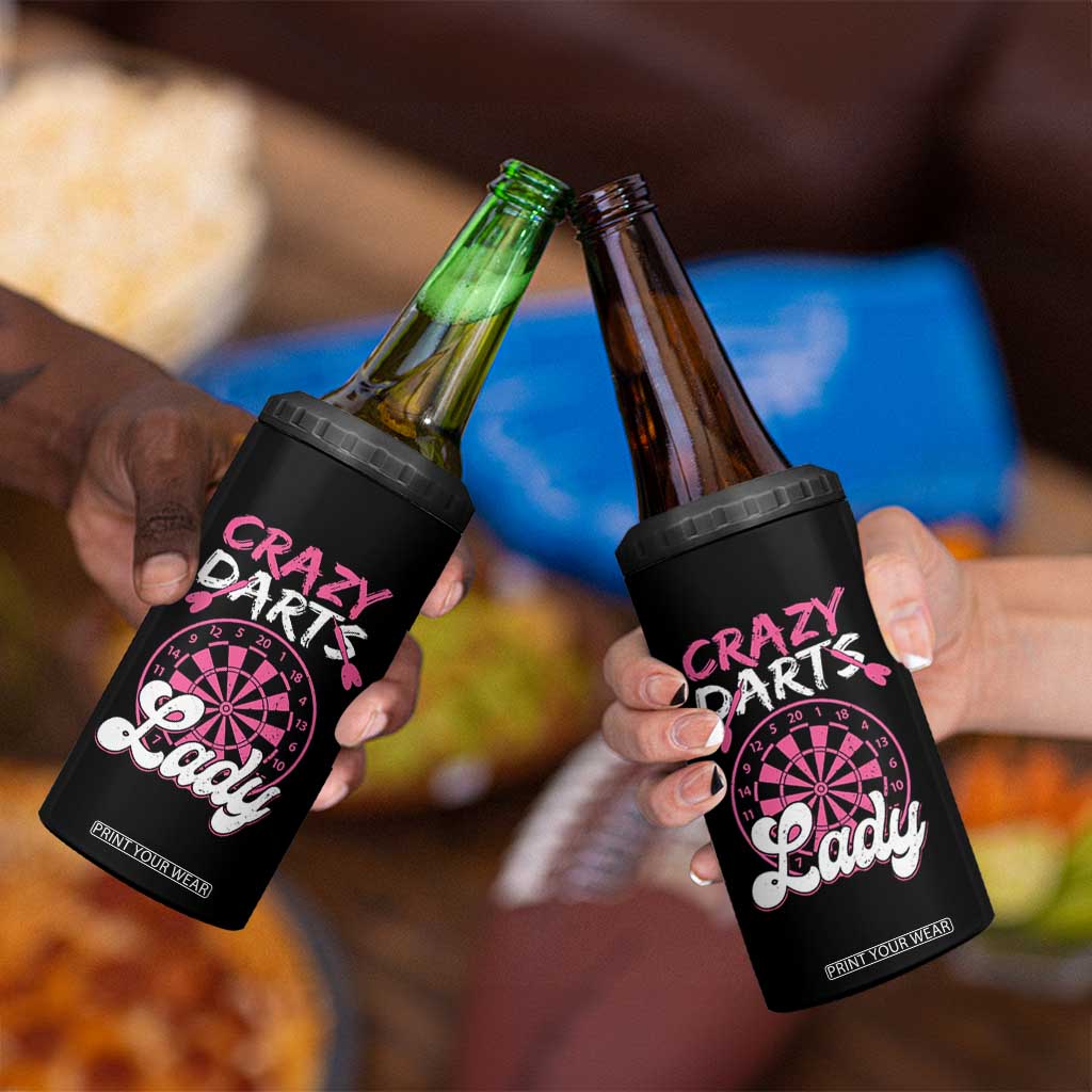 Crazy Darts Lady Bullseye Dart Shooting 4 in 1 Can Cooler Tumbler Female Dartist Gift TS12 Print Your Wear