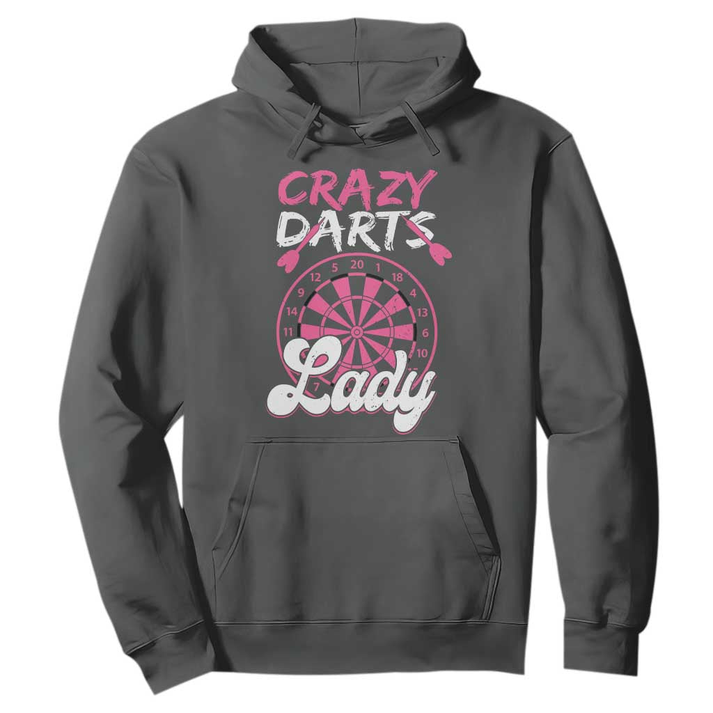 Crazy Darts Lady Bullseye Dart Shooting Hoodie Female Dartist Gift TS12 Dark Heather Print Your Wear