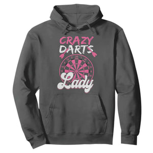 Crazy Darts Lady Bullseye Dart Shooting Hoodie Female Dartist Gift TS12 Dark Heather Print Your Wear