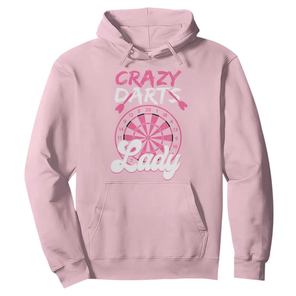 Crazy Darts Lady Bullseye Dart Shooting Hoodie Female Dartist Gift TS12 Light Pink Print Your Wear