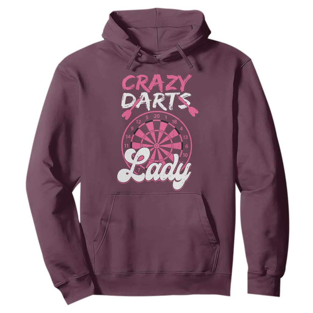Crazy Darts Lady Bullseye Dart Shooting Hoodie Female Dartist Gift TS12 Maroon Print Your Wear