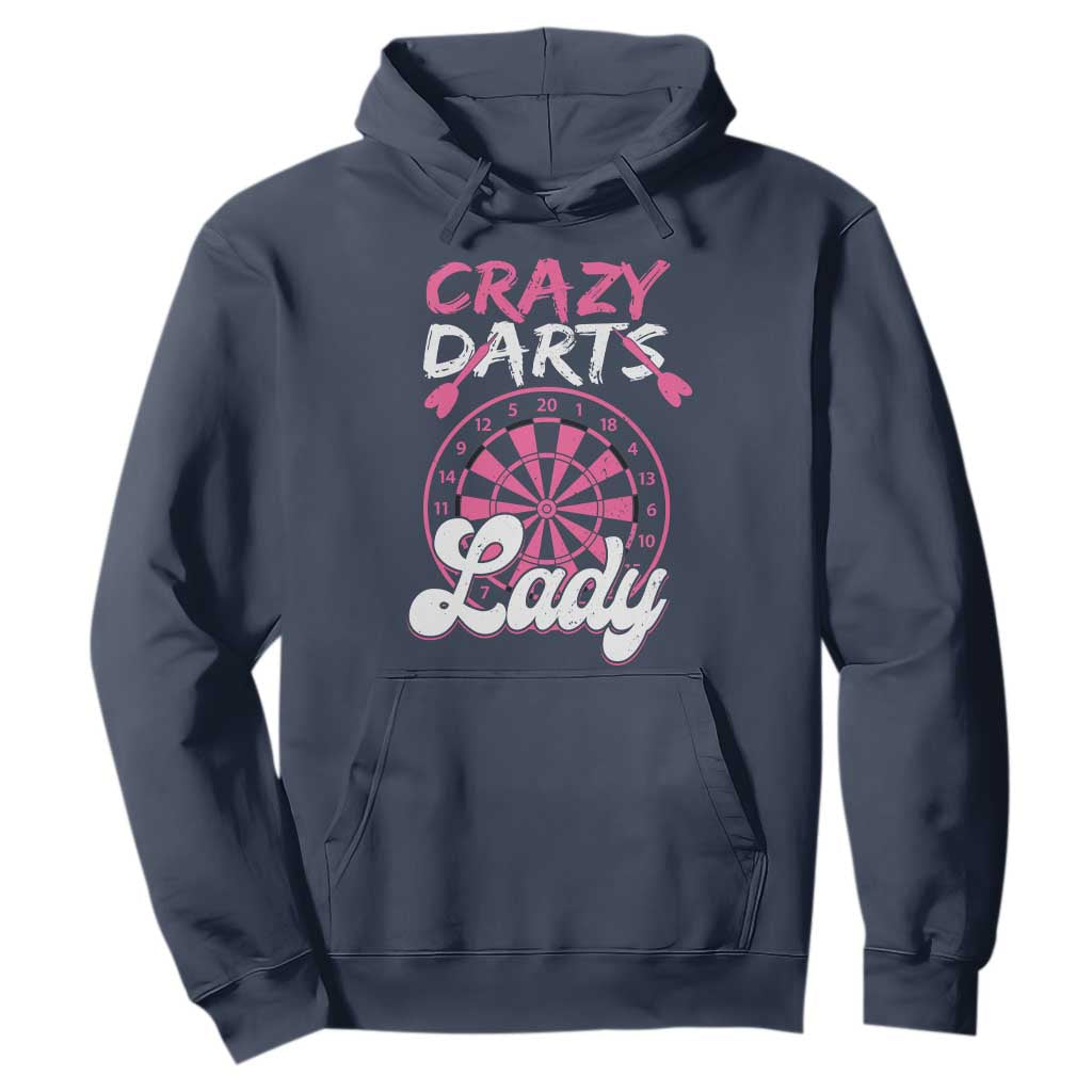 Crazy Darts Lady Bullseye Dart Shooting Hoodie Female Dartist Gift TS12 Navy Print Your Wear